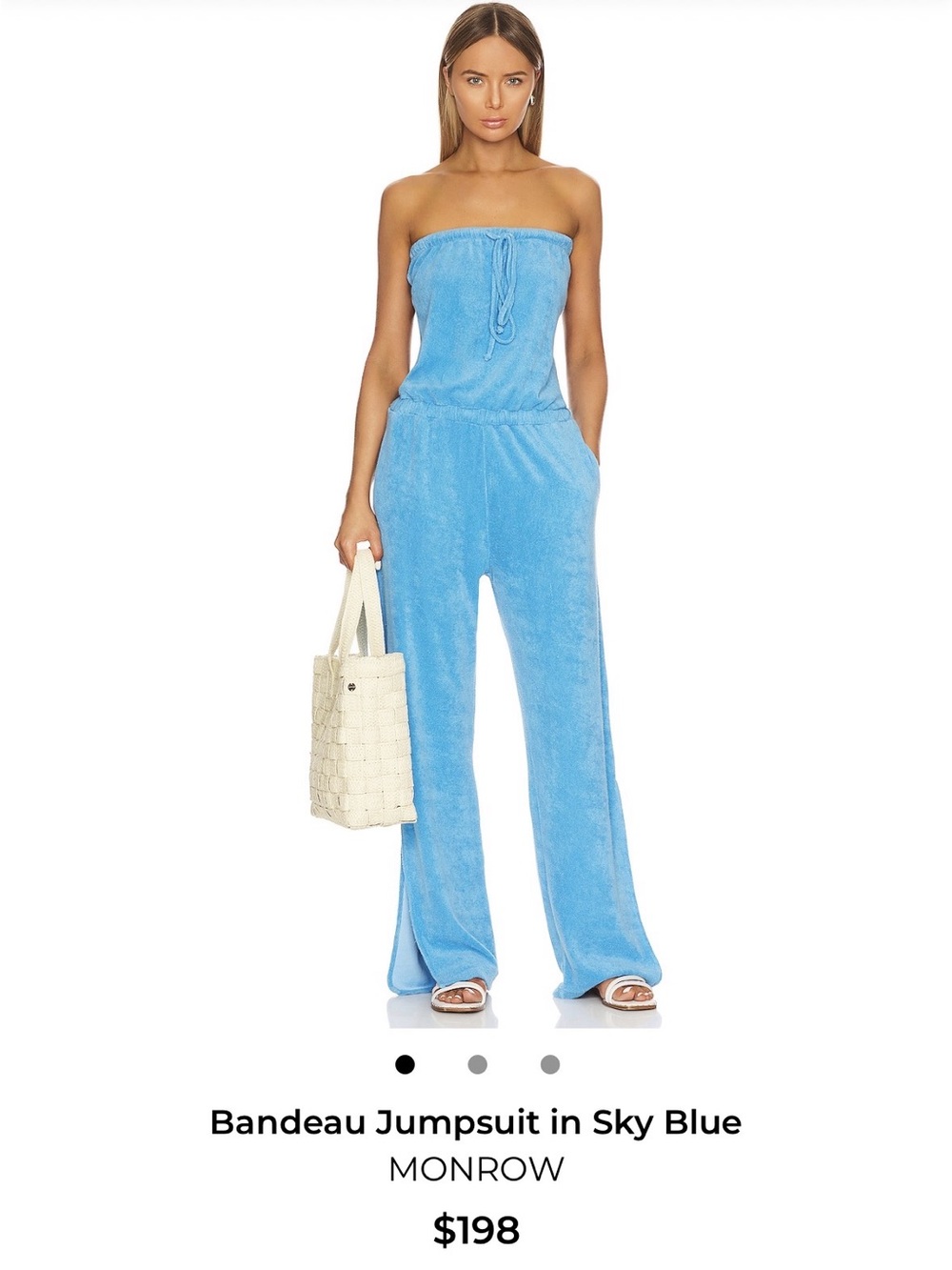 Monrow Sky Blue Strapless Terry Jumpsuit